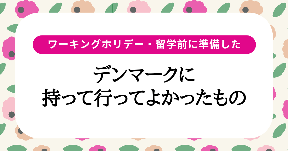 デンマークに持って行って良かったもの
